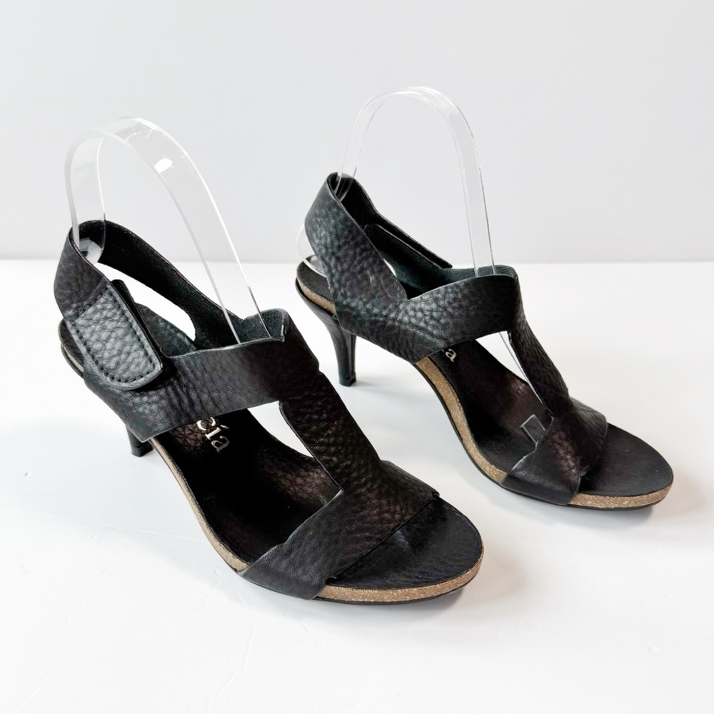 Pedro Garcia Woman Black Leather Slingback Heel Sandals EU37 Luxury Designer